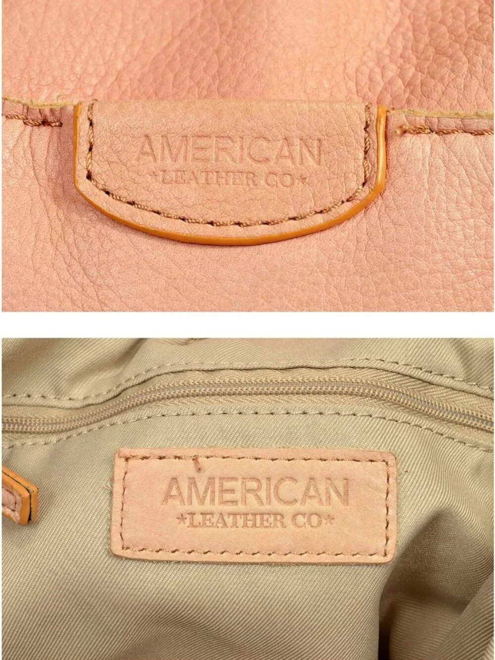 American Leather Co Pink Distressed Pebbled Leather Hobo Bag Purse